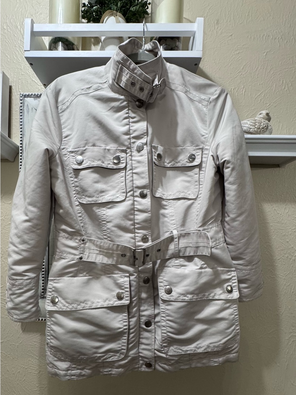 Mango  Lightweight Belted Field Jacket - Cream Sz L